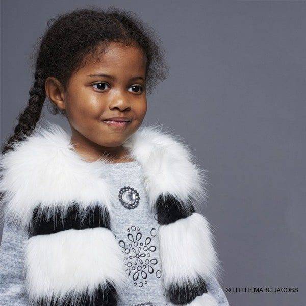 Little Marc Jacobs Girls White Black Synthetic Fur Gillet Outfit