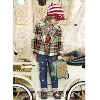 Boys-GUCCI-Beige-Cashmere-Sweater-with-Bird-Applique-Tartan-Coat-Embroidered-Jeans