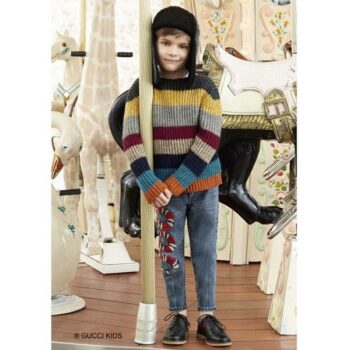 GUCCI Boys Colorful Striped Sweater and Snake Embroidered Jeans