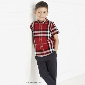 BURBERRY Boys Red Checked Cotton Shirt & Jeans