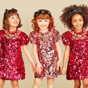 DOLCE & GABBANA Girls Mini Me Bright Pink Sequinned & Jewelled Dress