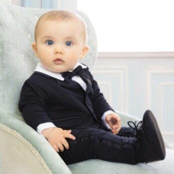 Aletta Baby Boys Blue Cotton Evening Suit Babygrow