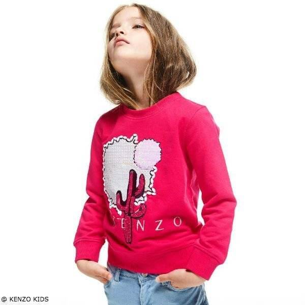 KENZO KIDS Girls Fuchsia Pink Dancing Cactus Sweatshirt
