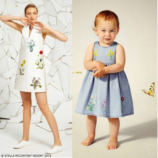 Stella McCartney Kids Baby Girls Mini Me Embroidered Floral Denim Dress