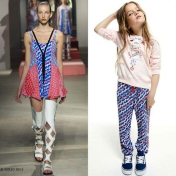 Kenzo Girls Mini Me Striped Diagonal Retro Print Pants & Pink Jewelry Sweatshirt