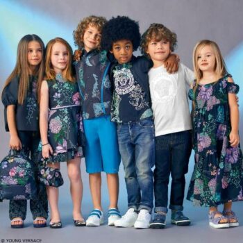 Young Versace Girls Navy Floral Boys Borocco Print