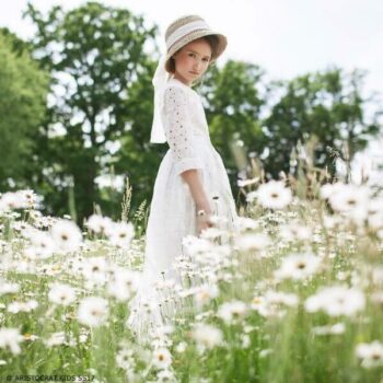 ARISTOCRAT KIDS Girls White 'Royal Daisy' Broderie Anglaise Dress