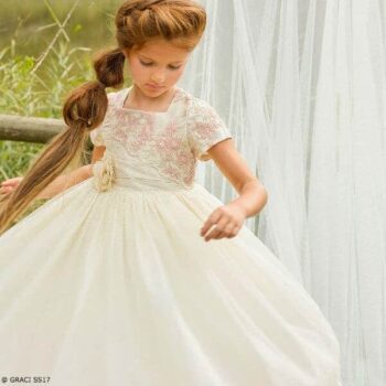 GRACI Girls Pink & Gold Long Tulle Party Dress