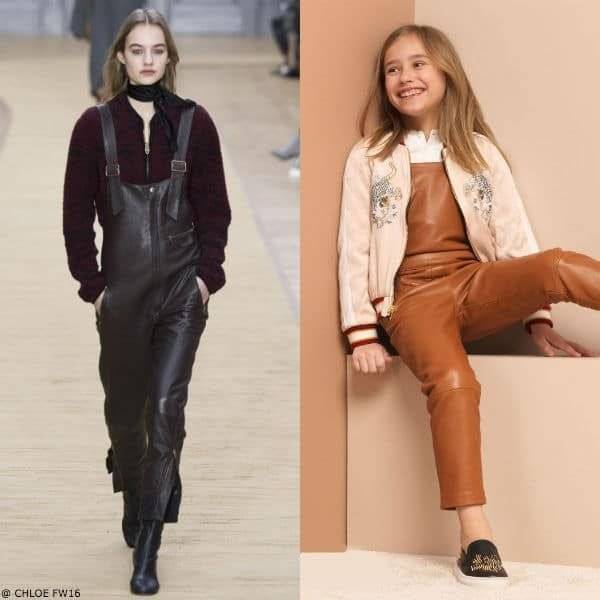 CHLOÉ Girls Mini Me Leather Overalls & Reversible Pink Bomber Jacket