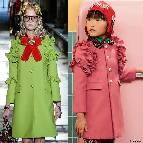 GUCCI Girls Mini Me Pink Wool Coat Milan Fashion Week Resort 2017