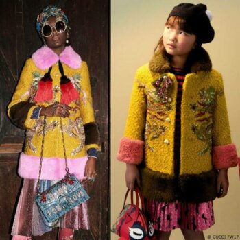 GUCCI Girls Mini Me Yellow Astrakhan Dragon Coat