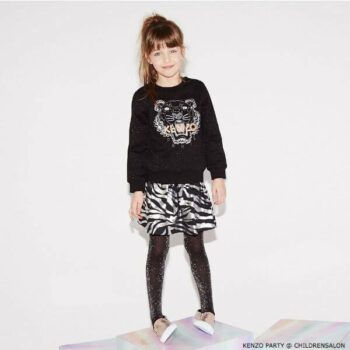 KENZO KIDS EXCLUSIVE EDITION Black Glitter Tiger Sweatshirt & Skirt