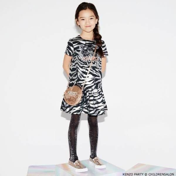 KENZO KIDS EXCLUSIVE EDITION Silver Tiger Print Dress