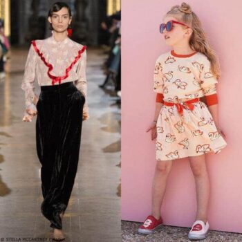 Stella McCartney Girls Mini Me Swan Pink Red Irma Top & Myrtle Skirt