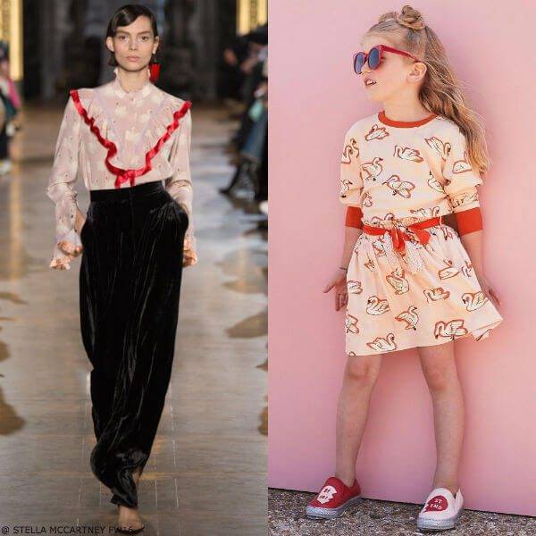 Stella McCartney Girls Mini Me Swan Pink Red Irma Top & Myrtle Skirt