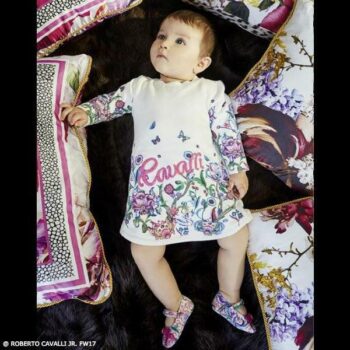 ROBERTO CAVALLI Baby Girls Mini Me Ivory Floral Dress FW17