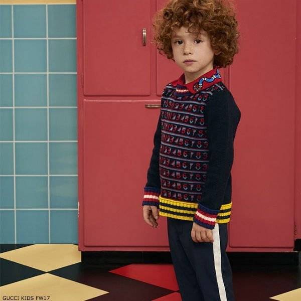 GUCCI Boys Blue Knitted Number Sweater