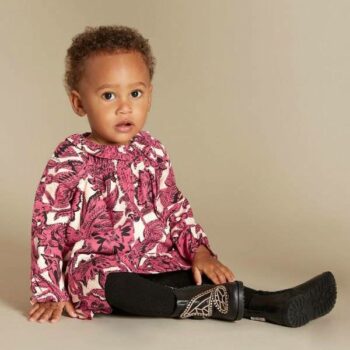 Burberry Beasts Baby Girl Pink Print Cotton Smock Dress