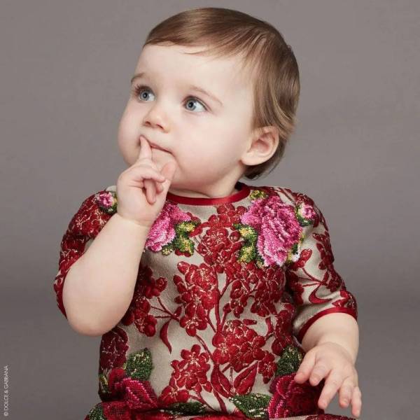 DOLCE GABBANA Baby Girls Red Flower Mini Me Dress