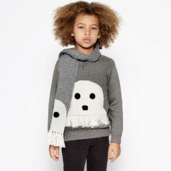 STELLA MCCARTNEY KIDS Grey Knitted Ghost Sweater & Scarf