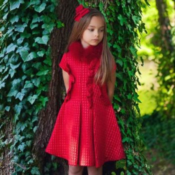 VALMAX Girls Red Quilted Party Dress