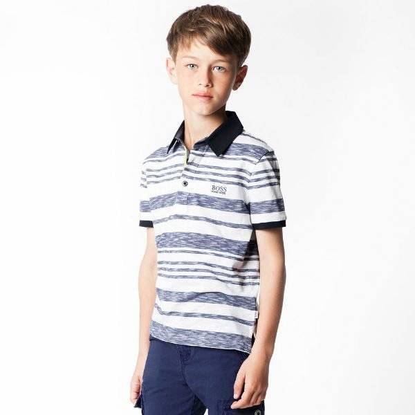BOSS Boys Blue Striped Polo Shirt and Shorts Spring Summer 2018