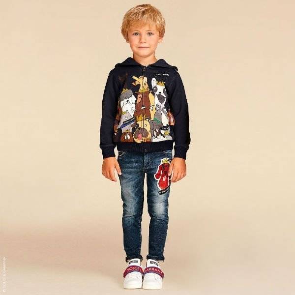 Dolce Gabbana Junior Boys King of the Dogs Sweatshirt & Dog Patch Jeans for Summer 2018