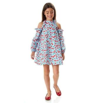 FENDI Blue Peek a Boo Shoulder Cherry Dress