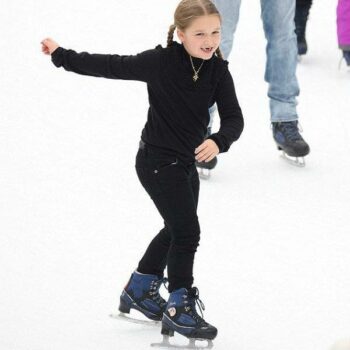 Harper Beckham Chloe Black Mini Me Sweater Ice Skating New York Feb 2018