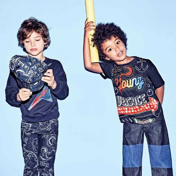 Young Versace Boys Blue Graphic T-Shirt & Baroque Jeans