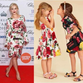 Emilia Clarke Dolce Gabbana Girls Mini Me White Rose Print Dress Centerpoint Awards 2018