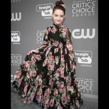 MCkenna Grace DOLCE & GABBANA Black Silk Rose Print Dress Critics Choice Award 2018