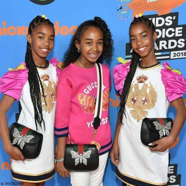 Sean Ditty Daughters D'Lila Chance Jessie Combs Dsquared Dress Gucci Pink Sweatshirt 2018 Nickelodeon Kids’ Choice Awards