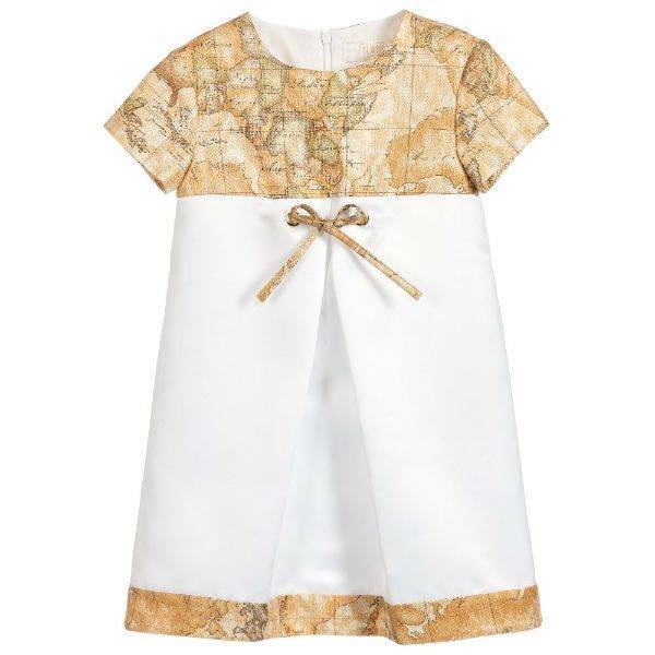 ALVIERO MARTINI Girls White Geo Map Dress