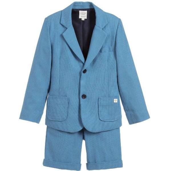 CARRÉMENT BEAU Blue Cotton Suit with Shorts