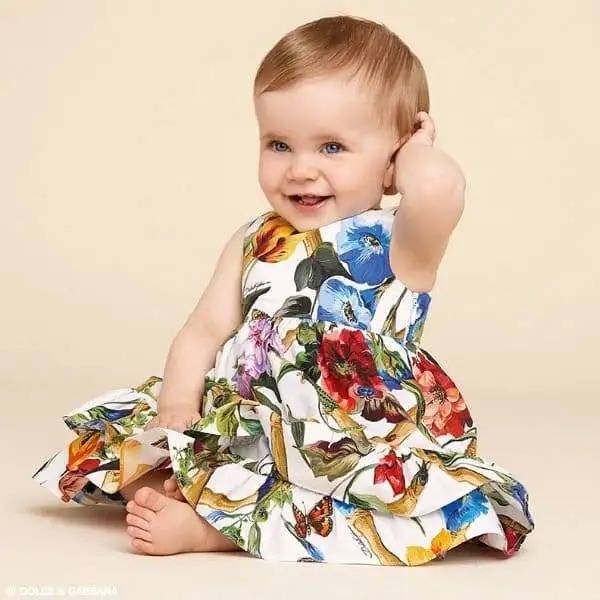 Dolce & Gabbana Baby Girls Dress Colorful Flower Fiori Rampicanti