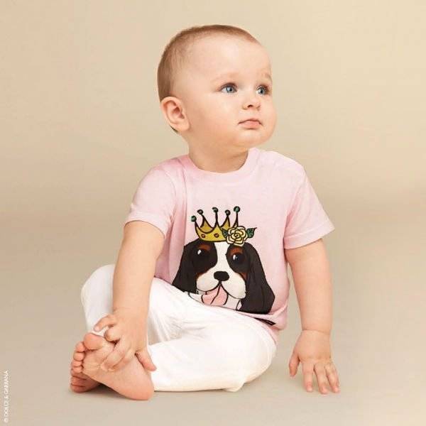 DOLCE & GABBANA Baby Girls Pink Year of The Dog T-Shirt