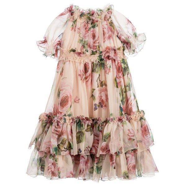 DOLCE & GABBANA 'Rose Farfalle' Silk Dress