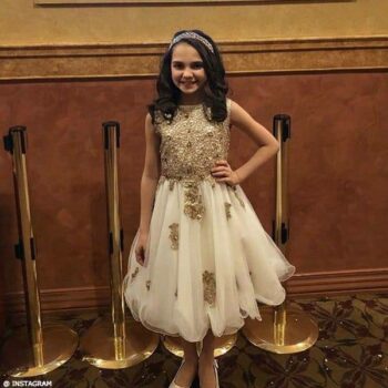 Mattea Conforti Lesy White Gold Lace Tulle Party Dress Broadway Frozen Young Anna