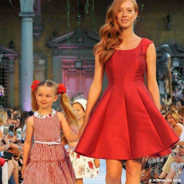 MONNALISA Mommy & Me Red Gingham Dress SS18 Fashion Show