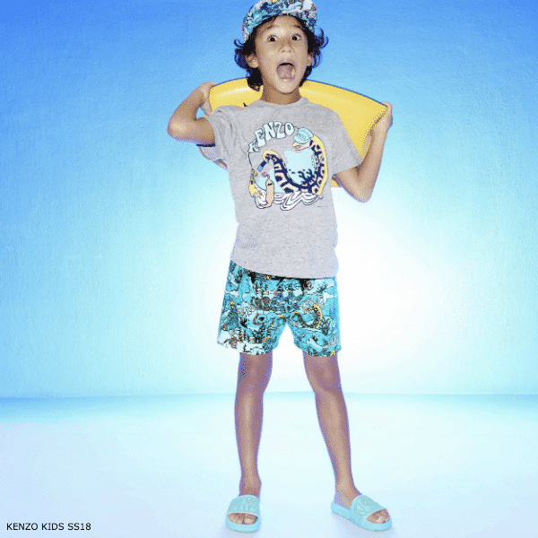 KENZO KIDS EXCLUSIVE EDITION UNDER THE SEA COTTON SHIRT & SHORTS