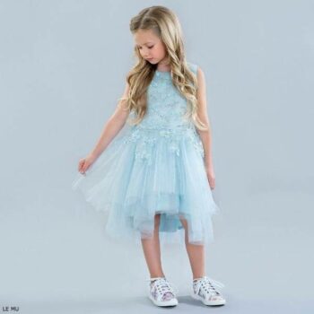 LE MU Blue Beaded Tulle Party Dress