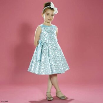VALMAX Girls Turquoise & Silver Party Dress