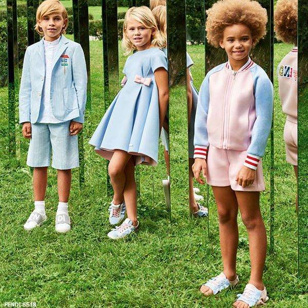 FENDI Girls Pink & Blue Varsity Jacket & Shorts