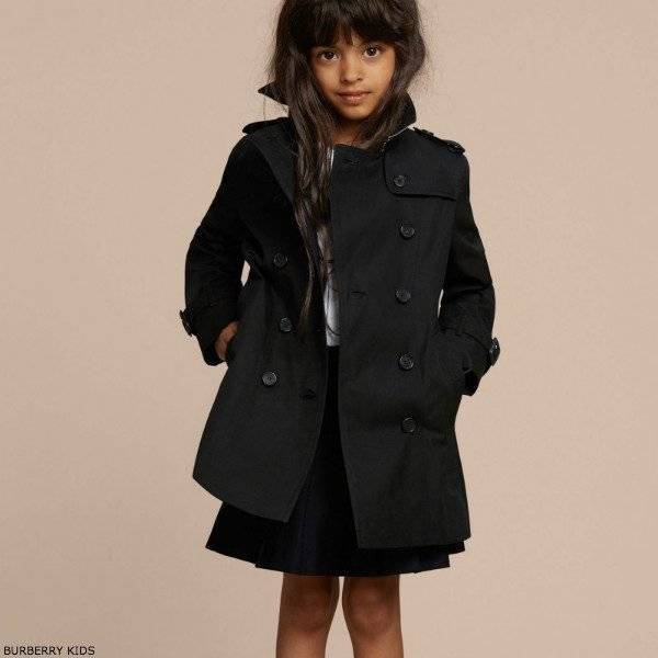 BURBERRY Girls Mini Me Black Sandringham Trench Coat