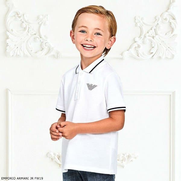 Tegenhanger jeugd kennis Emporio Armani Boys Blue Cotton Shorts & White Polo Set