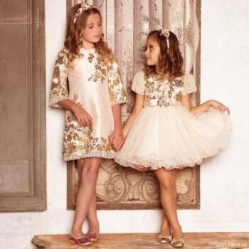 LESY Gold Pink & Gold Tulle & Sequin Party Dress