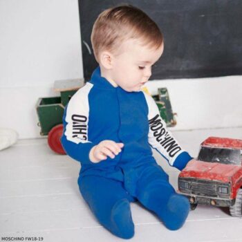 MOSCHINO BABY Boy Blue Babygrow & Hat Gift Set