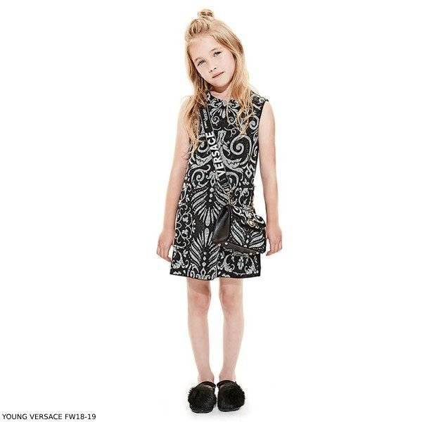 YOUNG VERSACE Girl Black & White BAROQUE Dress
