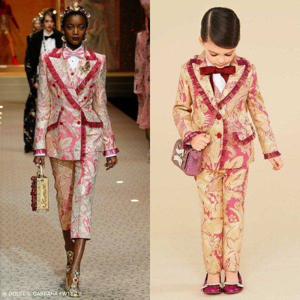 Dolce & Gabbana Girls Pink & Gold Mini Me Runway Blazer Pants
